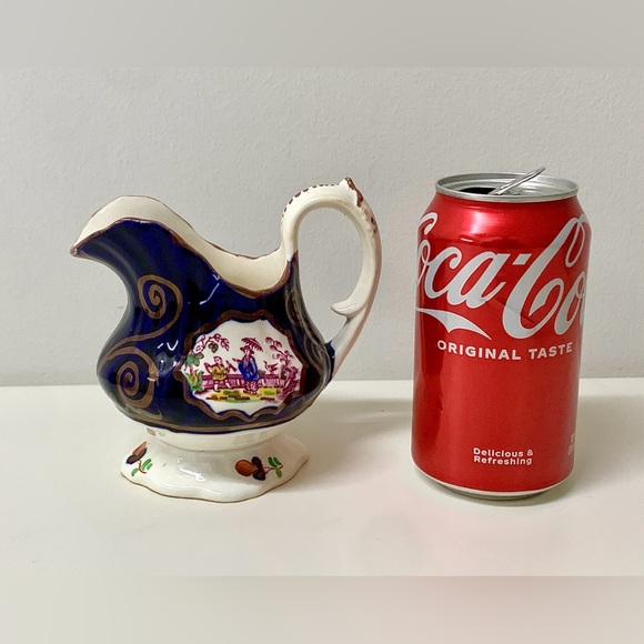 1830s Vintage Gaudy Welsh CHINOISSERIE Pattern Lustre Staffordshire Creamer Jug - Picture 14 of 16